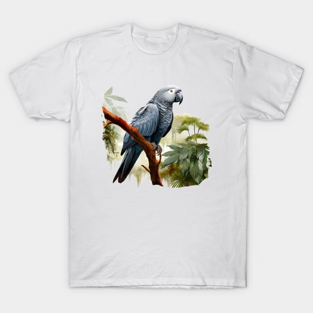 African Grey Parrot T-Shirt by zooleisurelife